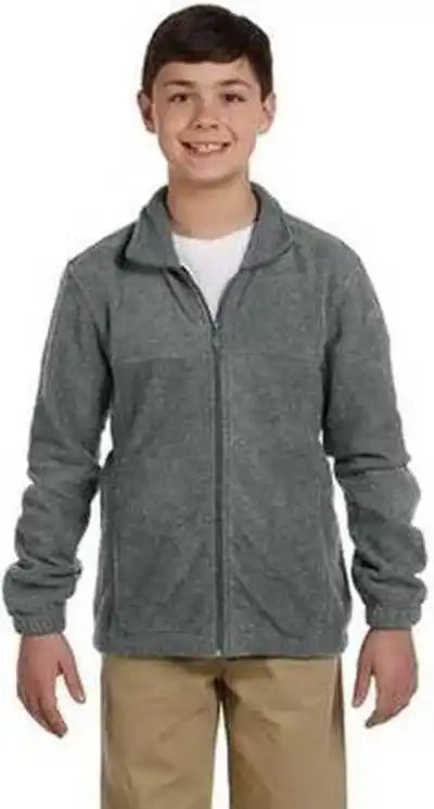 Harriton M990y Youth 8 Oz Full Zip Fleece Charcoal