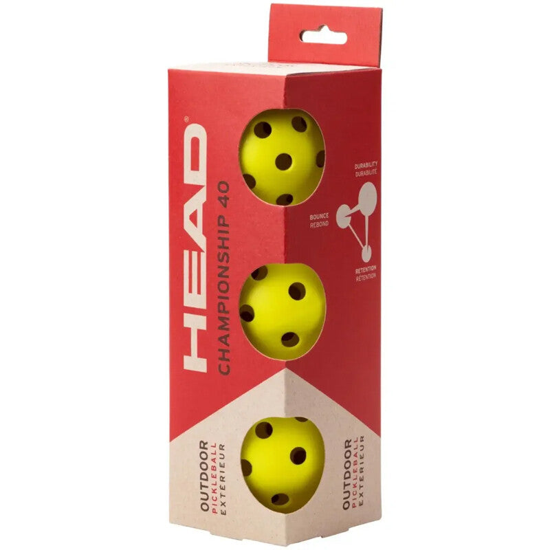 Head Championship 40 Outdoor Pickleballs (3x) - Yel / Os