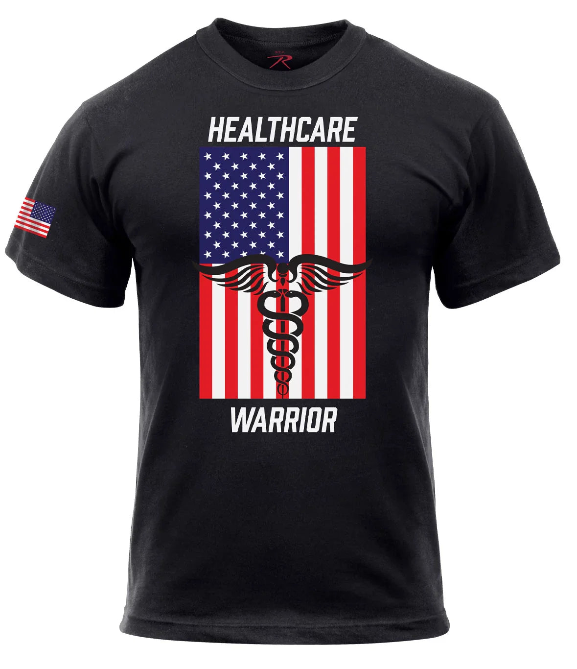 Healthcare Warrior us Flag T-shirt - Black - l