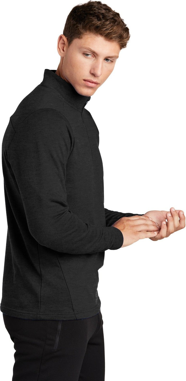 Heather Black Sport-Tek Lightweight French Terry 1/4-Zip Pullover. ST273