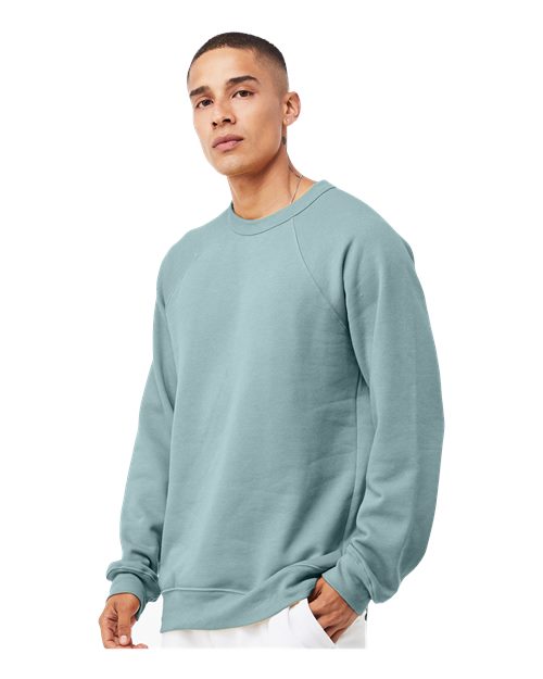 Heather Blue Lagoon Sponge Fleece Raglan Crewneck Sweatshirt - 3901