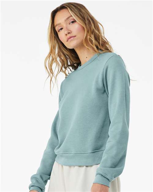 Heather Blue Lagoon Women&#39;s Sponge Fleece Classic Crewneck Sweatshirt - 7511