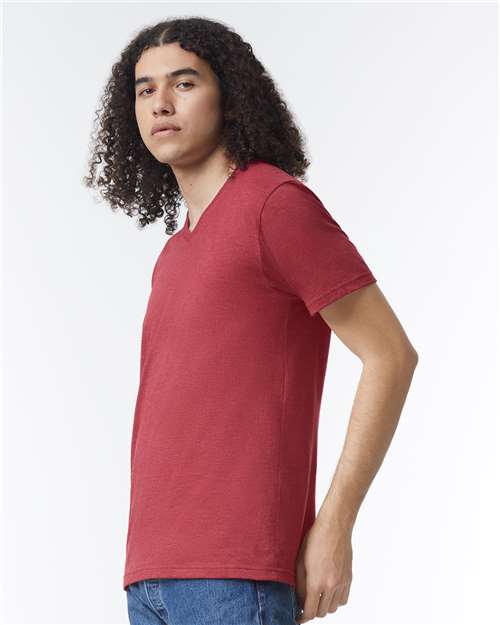 Heather Cardinal CVC V-Neck Tee - 2006CVC