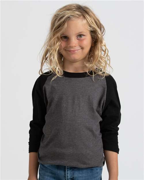 Heather Charcoal/ Black Youth Raglan T-Shirt - 245Y