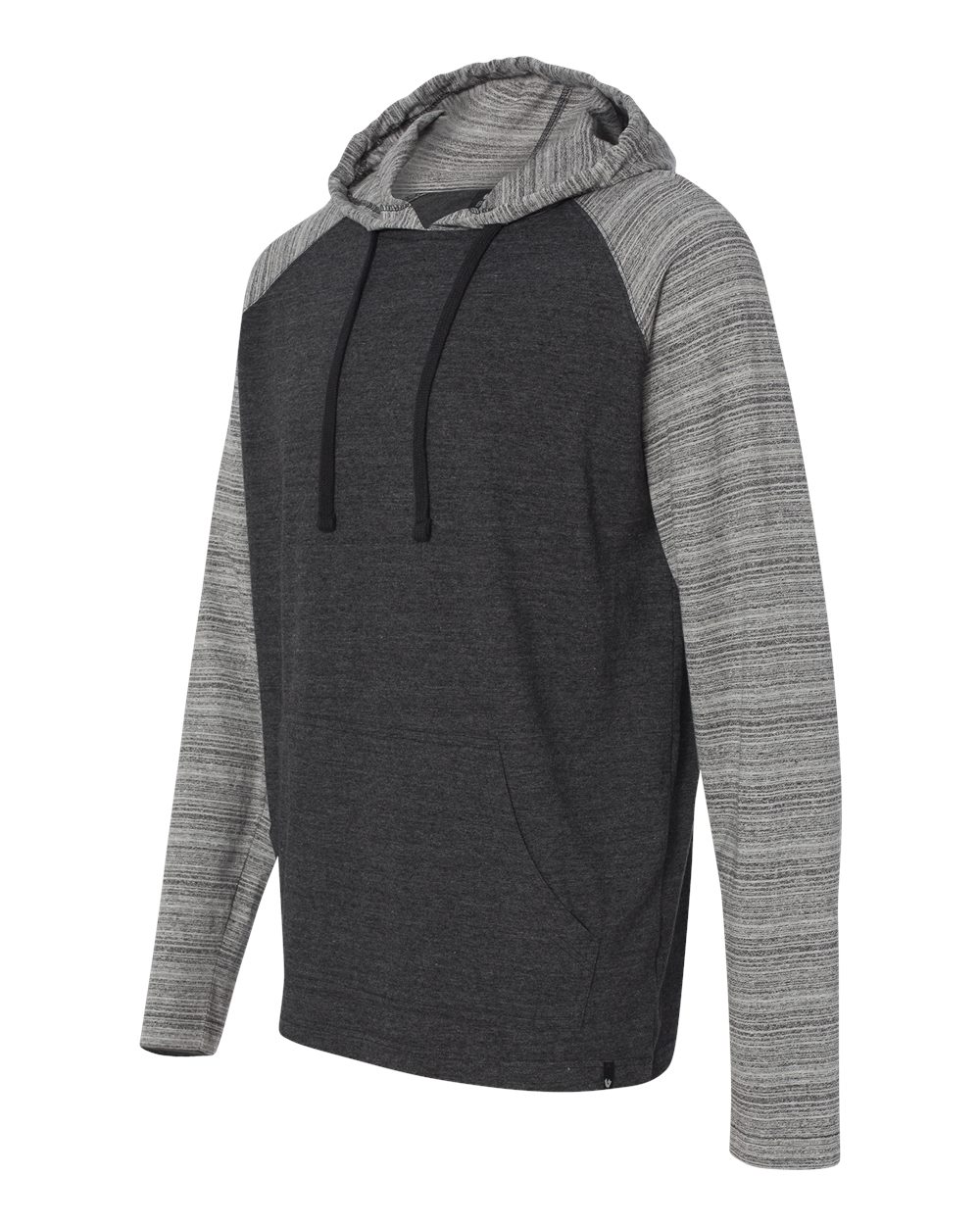 Heather Charcoal/ Charcoal Stripe Yarn-Dyed Hooded Raglan T-Shirt - 8127