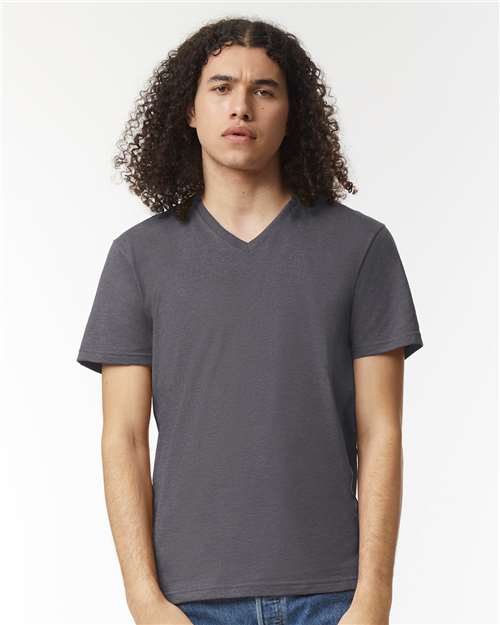 Heather Charcoal CVC V-Neck Tee - 2006CVC