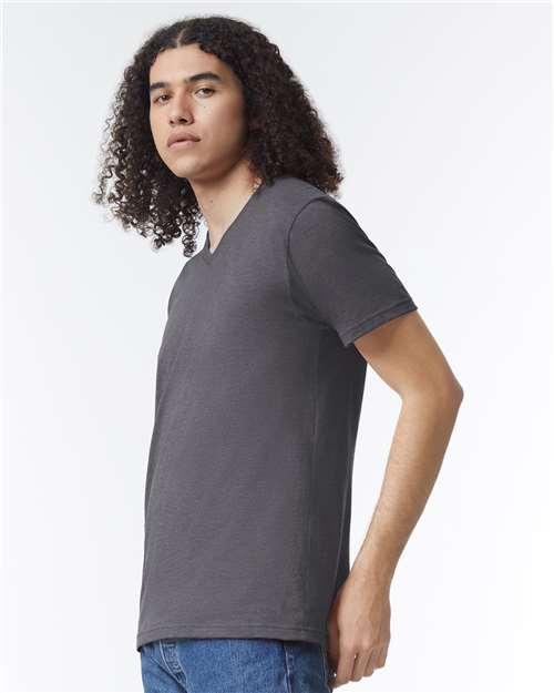 Heather Charcoal CVC V-Neck Tee - 2006CVC