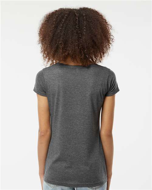 Heather Charcoal Women&#39;s Poly-Rich Scoop Neck T-Shirt - 243