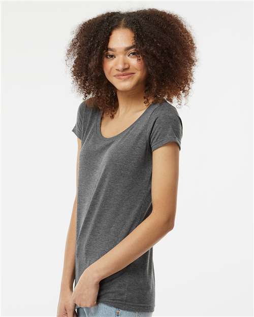 Heather Charcoal Women&#39;s Poly-Rich Scoop Neck T-Shirt - 243