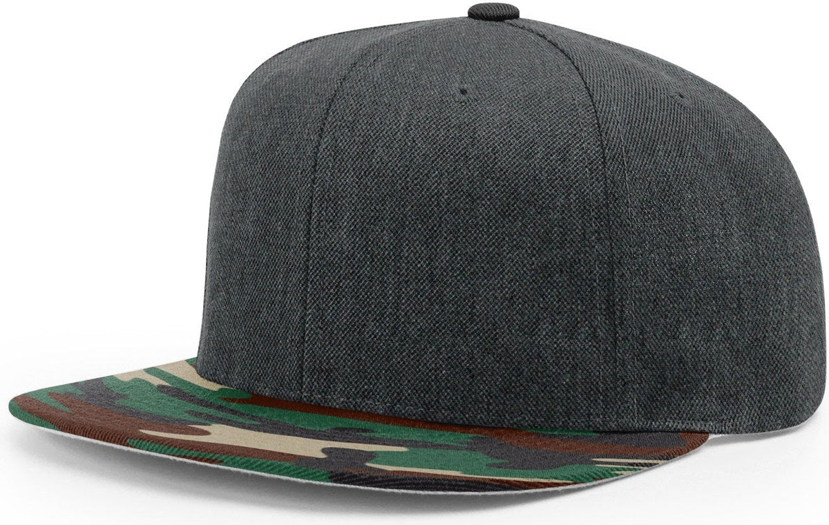 Heather Charcoal/Green Camo Acrylic-Wool Blend Flatbill Snapback