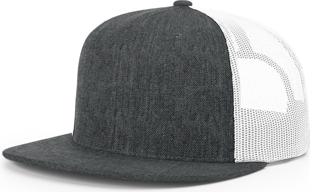 Heather Charcoal/White Acrylic-Wool Blend Flatbill Trucker