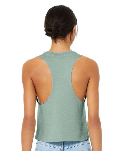 Heather Dusty Blue Women&#39;s Racerback Crop Tank - 6682