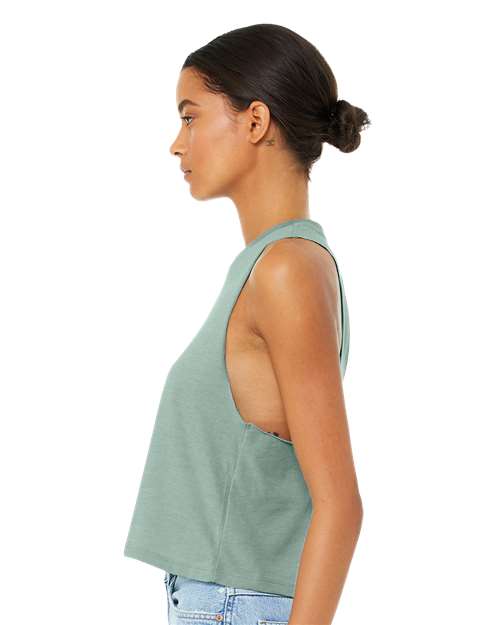 Heather Dusty Blue Women&#39;s Racerback Crop Tank - 6682