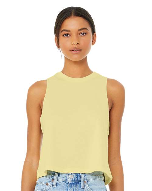 Heather French Vanilla Women&#39;s Racerback Crop Tank - 6682