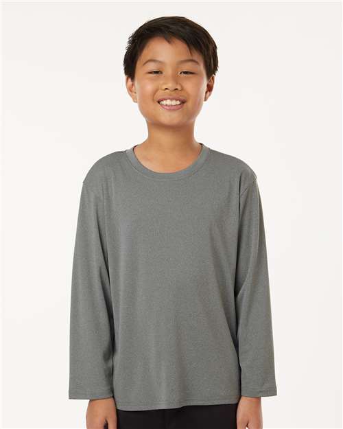 Heather Granite Pro-Lock Youth Performance Long Sleeve T-Shirt - 48400Y