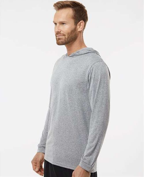 Heather Grey Bahama Performance Hooded Long Sleeve T-Shirt - 220