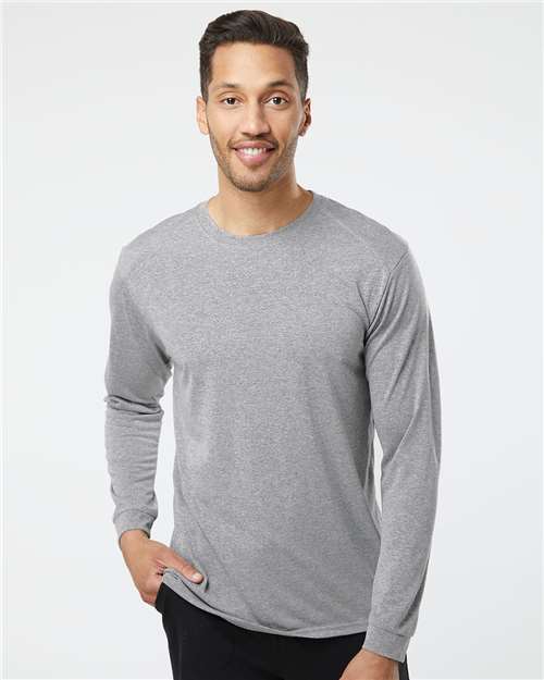 Heather Grey Long Islander Performance Long Sleeve T-Shirt - 210