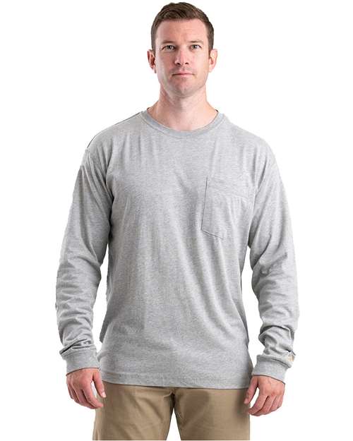 Heather Grey Performance Long Sleeve Pocket T-Shirt - BSM40