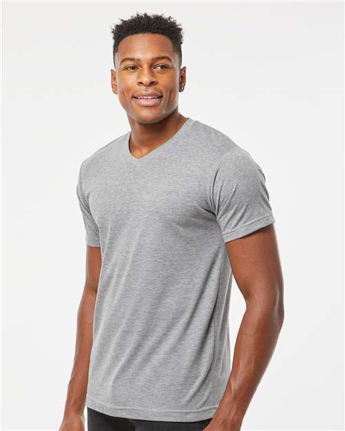 Heather Grey Poly-Rich V-Neck T-Shirt - 207