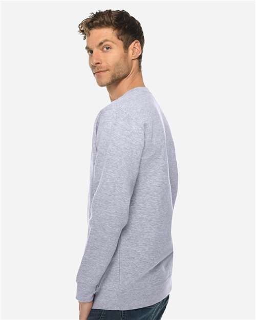 Rear View of Heather Grey Premium Crewneck Sweatshirt - LS14004