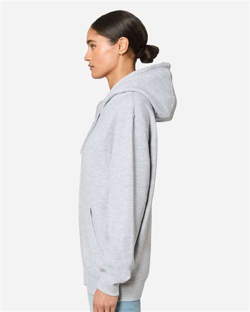 Rear View of Heather Grey Premium Full-Zip Hooded Sweatshirt - LS14003