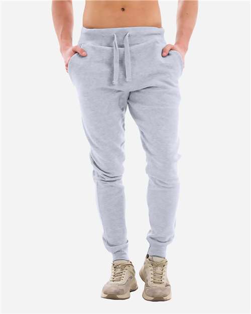 Rear View of Heather Grey Premium Jogger Pants - LST006