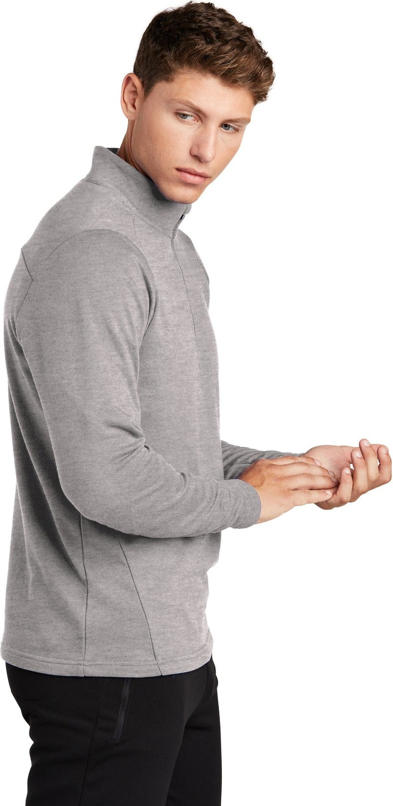Heather Grey Sport-Tek Lightweight French Terry 1/4-Zip Pullover. ST273