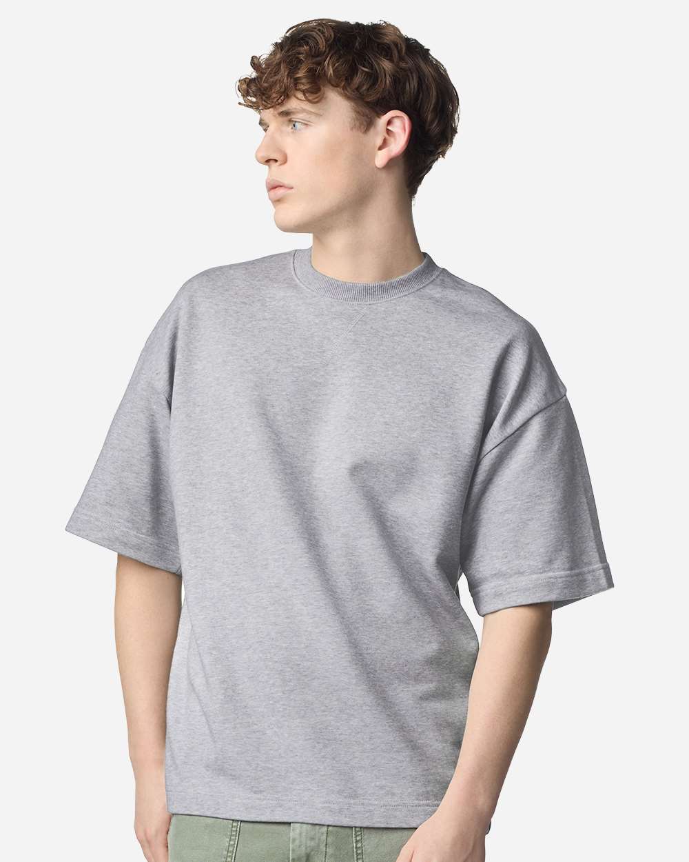 Heather Grey Unisex French Terry Ex Crew - FTEX00 plain
