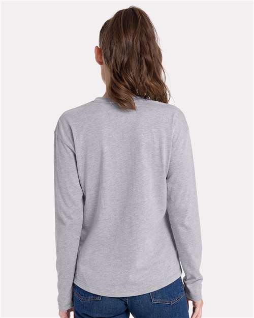 Heather Grey Women&#39;s Cotton Relaxed Long Sleeve T-Shirt - 3911