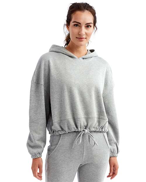 Front View of Heather Grey Women's Cropped Maria Hoodie - TD085