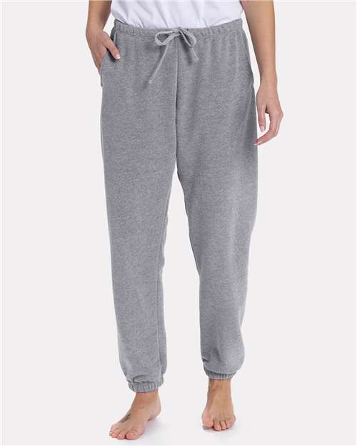 Front View of Heather Grey Women's Laguna Sueded Sweatpants - 9884
