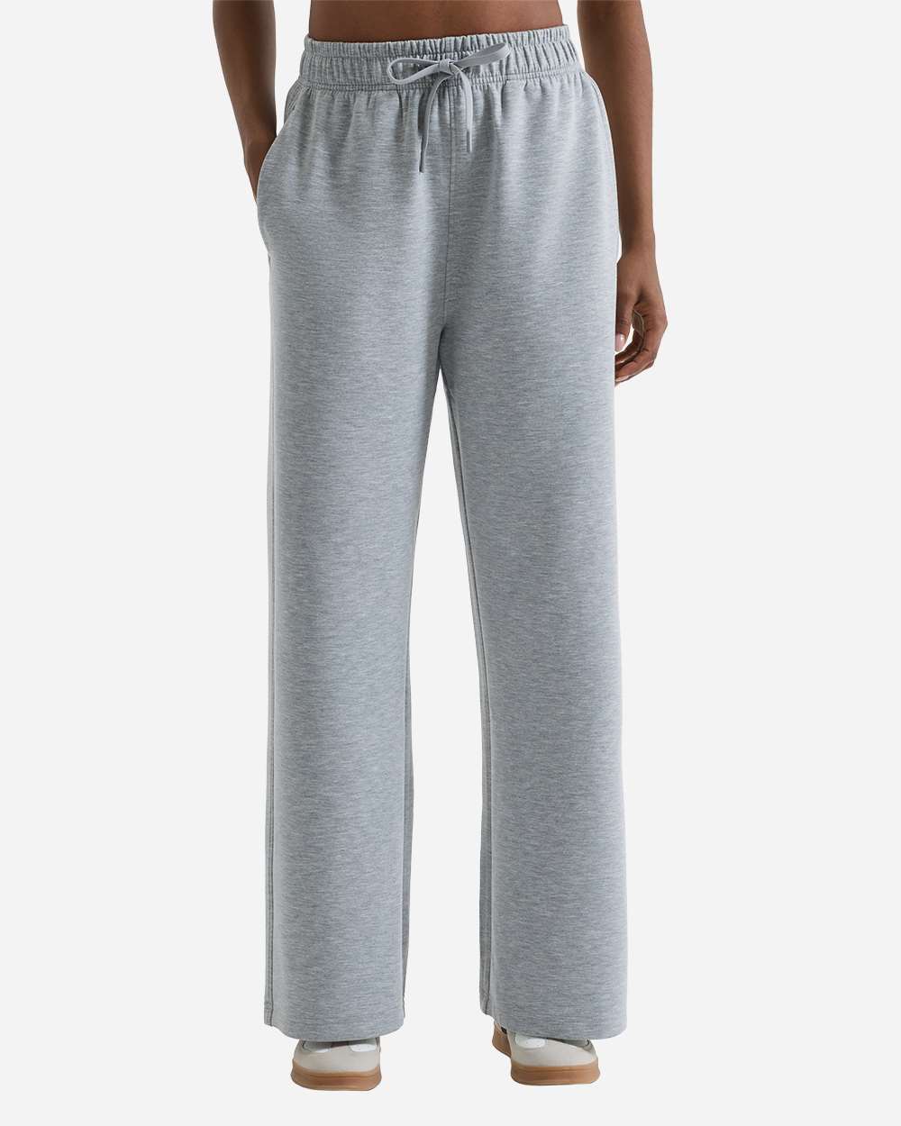 Heather Grey Women's Luxe Wide Leg Pants - TD661 plain