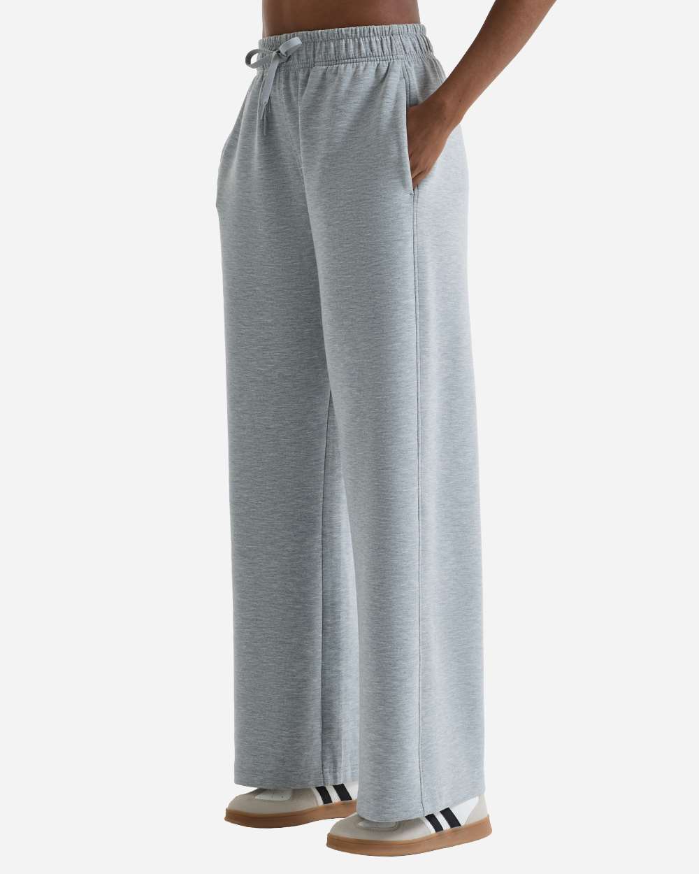 Heather Grey Women's Luxe Wide Leg Pants - TD661