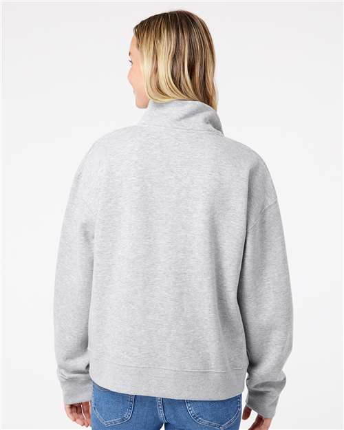 Heather Grey Women's Sueded Fleece Quarter-Zip Sweatshirt - W22713