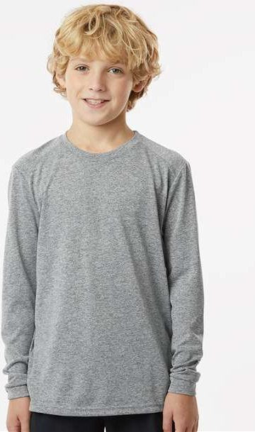 Heather Grey Youth Long Islander Performance Long Sleeve T-Shirt - 218Y