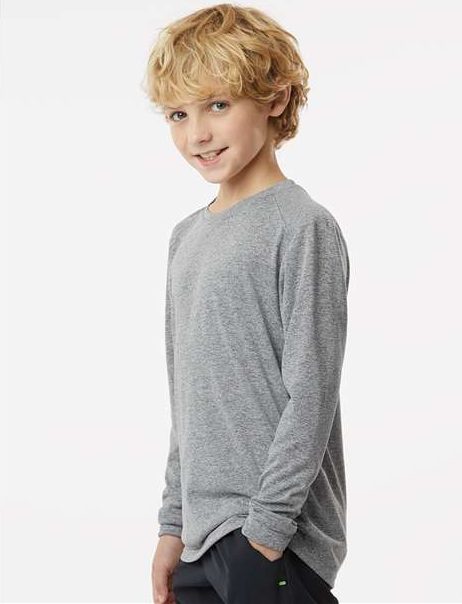 Heather Grey Youth Long Islander Performance Long Sleeve T-Shirt - 218Y