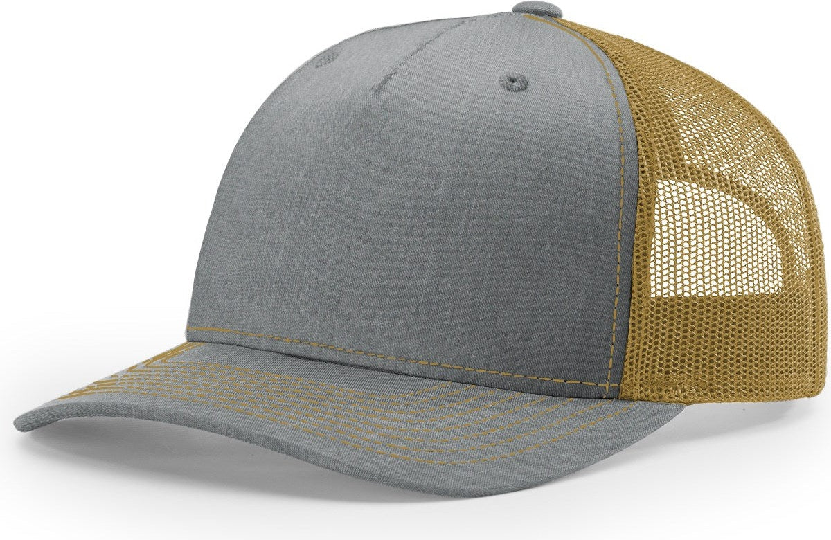 Heather Grey/Amber Gold Five Panel Trucker