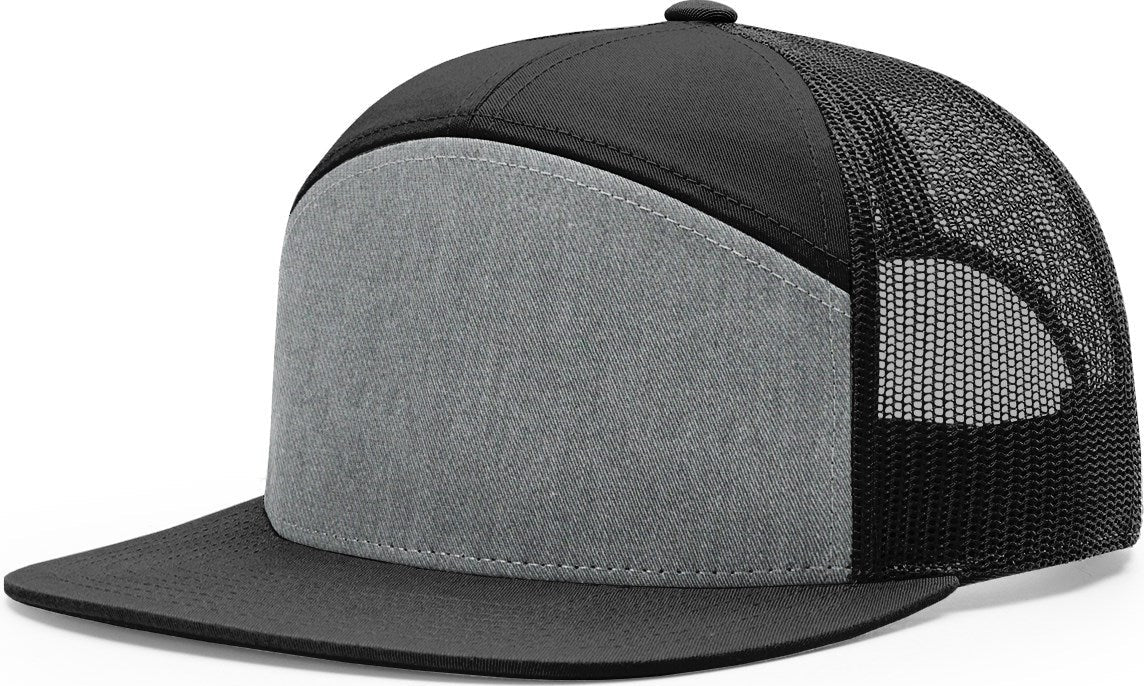Heather Grey/Black 7 Panel Trucker