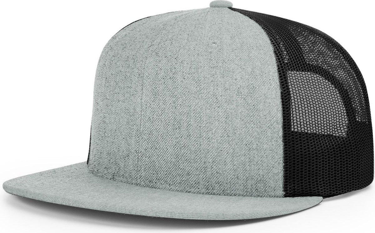 Heather Grey/Black Acrylic-Wool Blend Flatbill Trucker