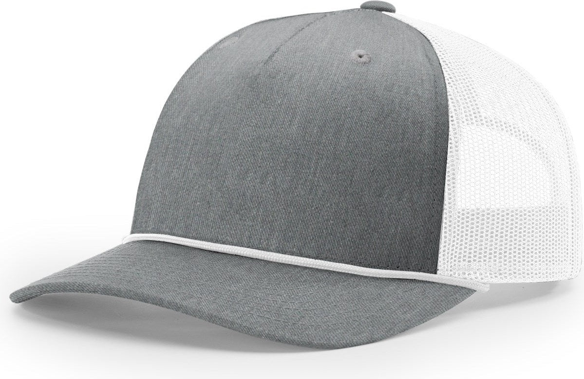 Richardson 112FPR 5 Panel Rope Trucker Caps - Heather Grey White White Rope