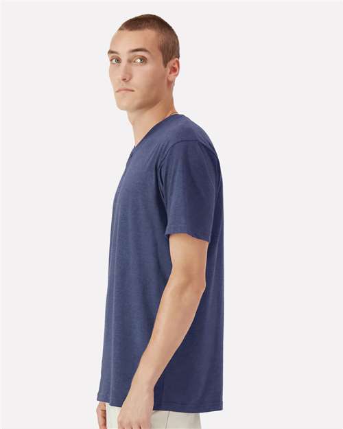 Heather Indigo CVC Henley Tee - 2004CVC