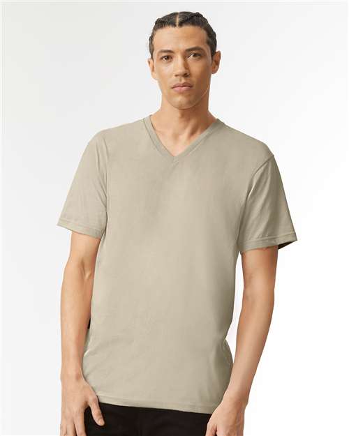 Heather Khaki CVC V-Neck Tee - 2006CVC