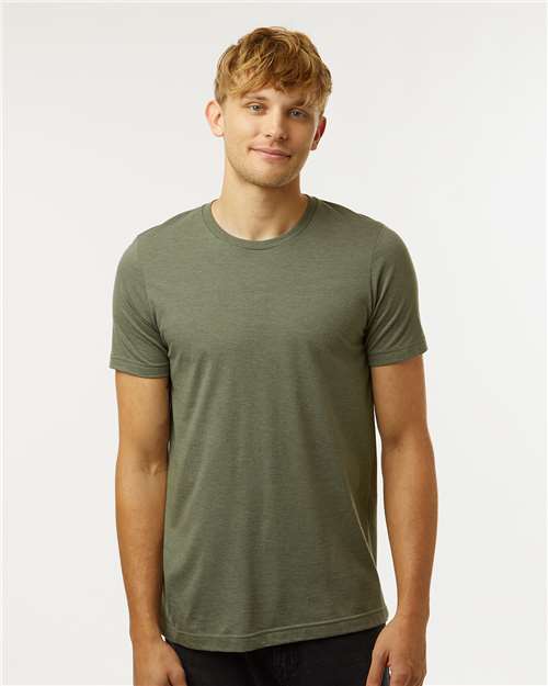 Heather Military Green Combed CVC T-Shirt - 602CVC
