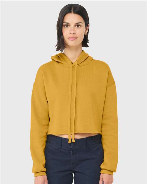 Heather Mustard Women&#39;s Crop Fleece Hoodie - 7502