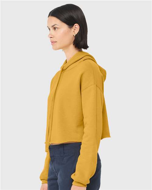 Heather Mustard Women&#39;s Crop Fleece Hoodie - 7502