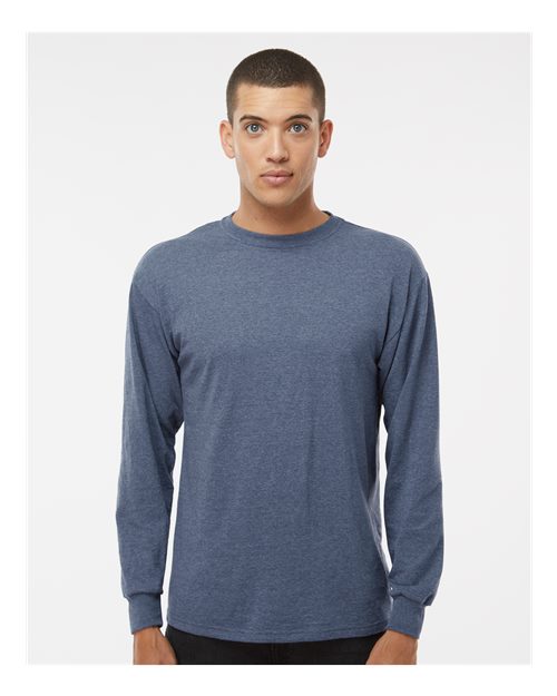 Heather Navy Gold Soft Touch Long Sleeve T-Shirt - 4820