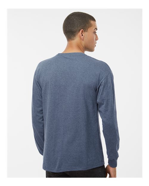 Heather Navy Gold Soft Touch Long Sleeve T-Shirt - 4820