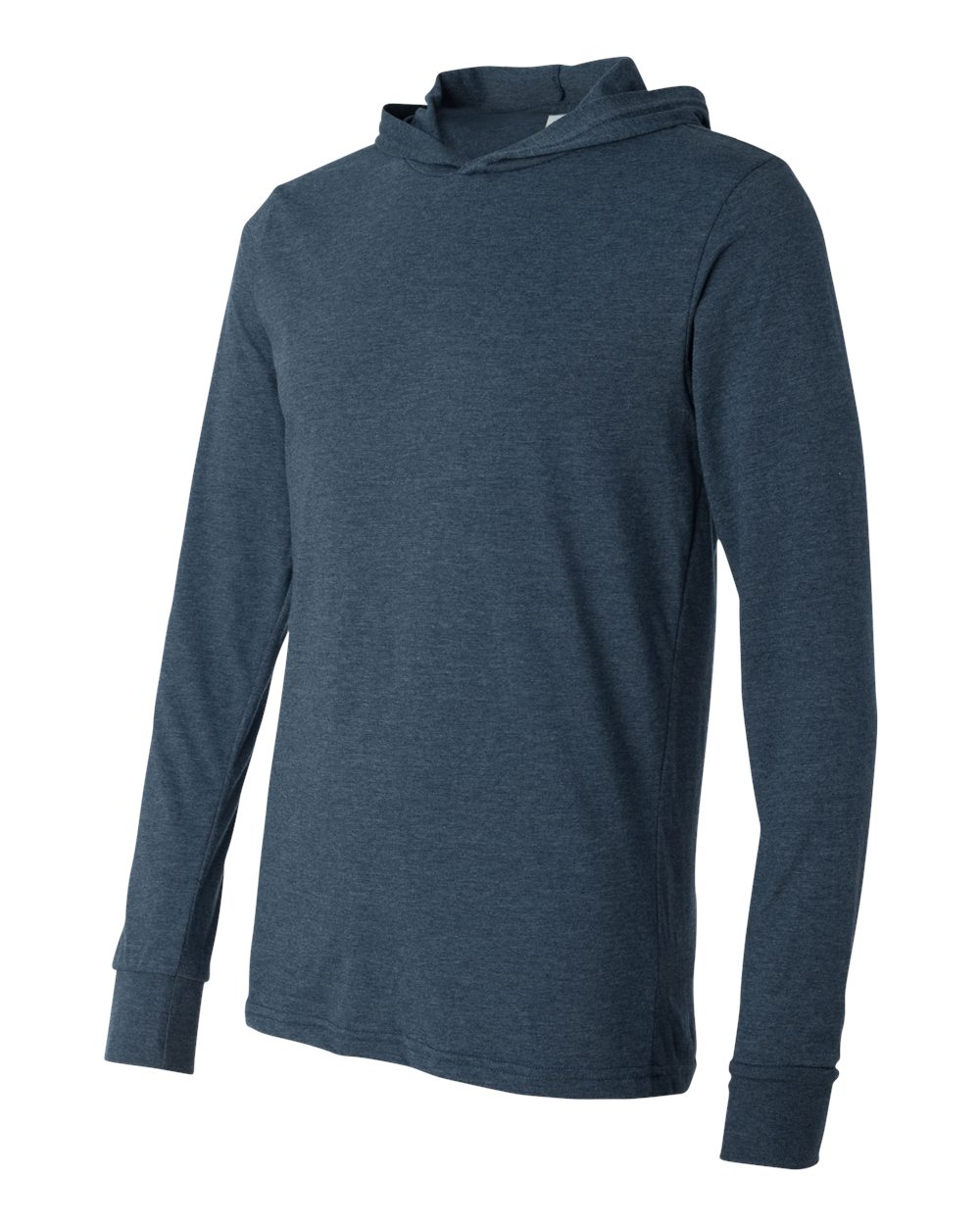 Heather Navy Jersey Hooded Long Sleeve Tee - 3512
