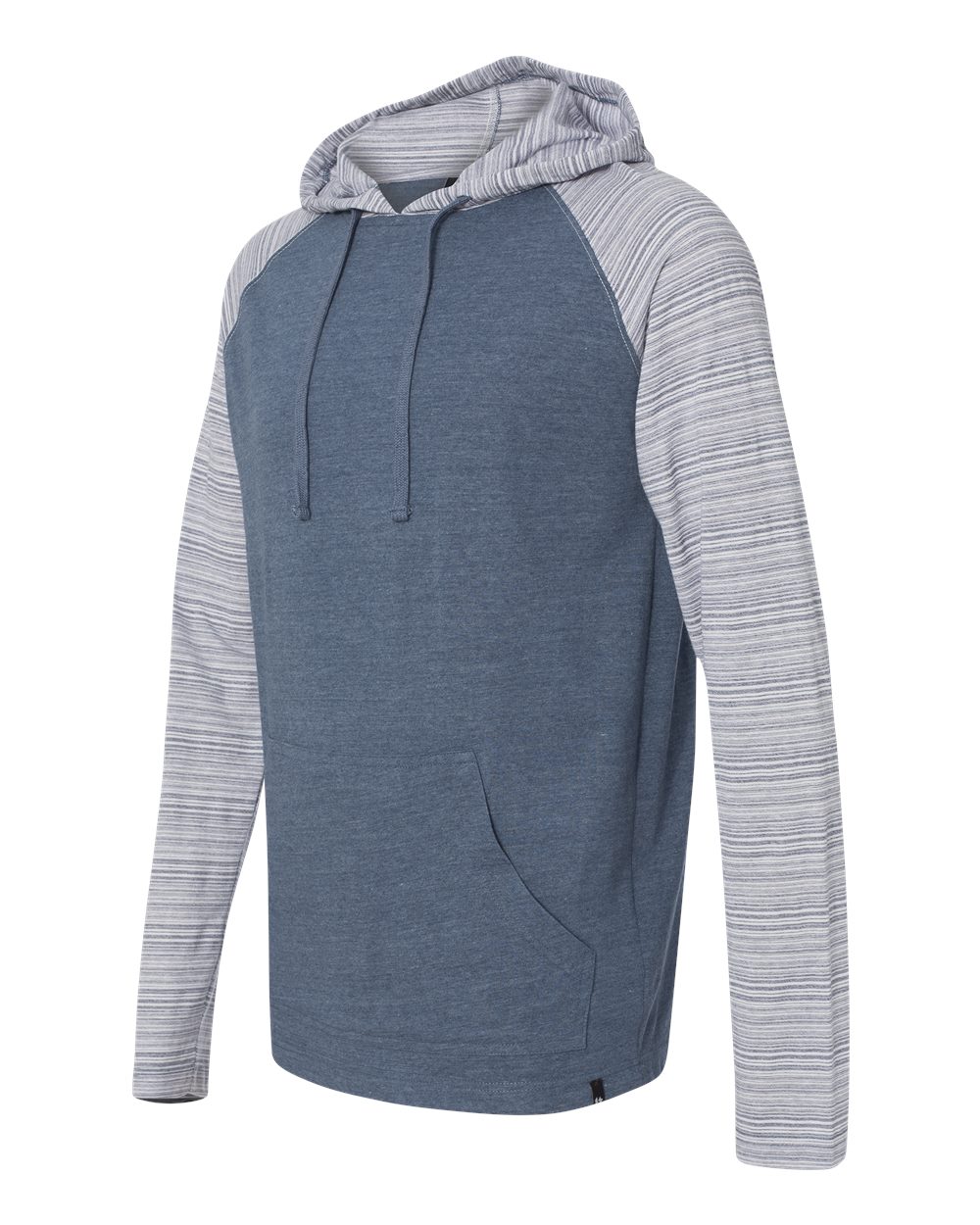 Heather Navy/ Navy Stripe Yarn-Dyed Hooded Raglan T-Shirt - 8127
