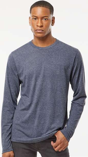 Heather Navy Poly-Rich Long Sleeve T-Shirt - 242